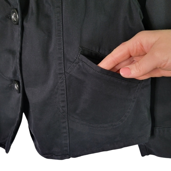 a.n.a Women's Black Cropped Boxy Fit Button-Up Lightweight Jacket Size L - Picture 2 of 8